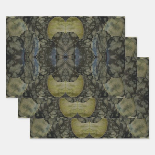 Ovaal gepantserd gemstone 4-deelpatroon inpakpapier vel (Set)