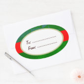 Ovaal Gold Label Red Ribbon Custom Holiday Cadeauc (Envelop)