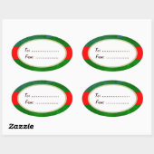 Ovaal Gold Label Red Ribbon Custom Holiday Cadeauc (Vel)