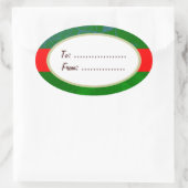 Ovaal Gold Label Red Ribbon Custom Holiday Cadeauc (Tas)