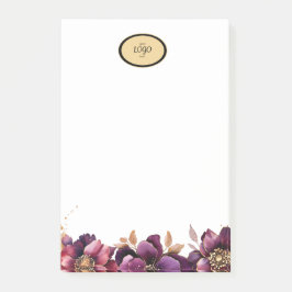 Ovaal Goud Logo Lijst Paarse Gouden Bloem Post-it® Notes