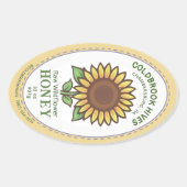 Ovaal Honey Label Zonnebloem Queenline Jar (Voorkant)