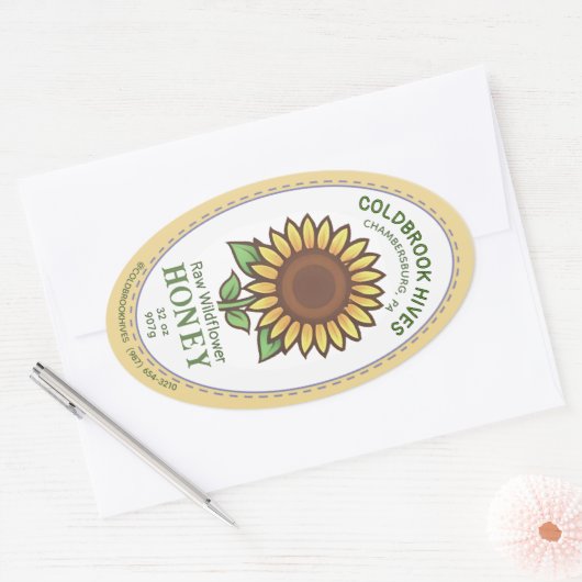 Ovaal Honey Label Zonnebloem Queenline Jar (Envelop)