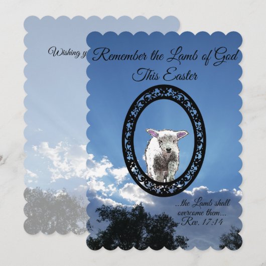 Ovaal Ingelijst Lam Zonlicht Wolken Plat Vakantiek Feestdagenkaart (Voorkant / Achterkant)