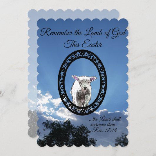 Ovaal Ingelijste Lamb Sun Lit Clouds Flat Holiday  Feestdagenkaart (Voorkant / Achterkant)