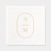 Ovaal Initiaal bruiloft Folie gestempeld servetten (Voorkant)