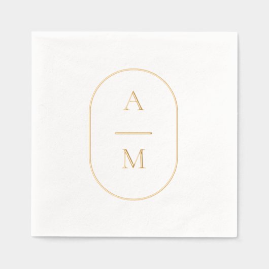 Ovaal Initiaal bruiloft Folie gestempeld servetten (Voorkant)