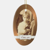 Ovaal keramisch ornament Copper Border met uw foto (Rechts)