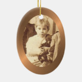 Ovaal keramisch ornament Copper Border met uw foto (Achterkant)