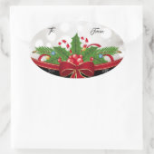 Ovaal Label Sticker-Red Bow (Tas)