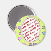 Ovaal Lijst geel met harten Magneet (Voorkant / Achterkant)