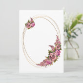 Ovaal Lijst met roze Waterverf bloemen Kaart (Staand voorkant)