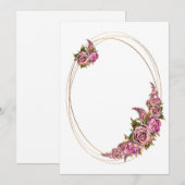 Ovaal Lijst met roze Waterverf bloemen Kaart (Voorkant / Achterkant)