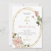 Ovaal lijst Quinceanera uitnodiging in het Spaans (Voorkant)