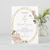 Ovaal lijst Quinceanera uitnodiging in het Spaans (Staand voorkant)