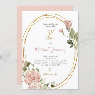 Ovaal lijst Quinceanera uitnodiging in het Spaans