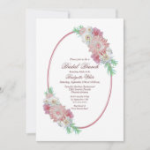  Ovaal Lijst Roze Bloemen Bruidsbrunch Kaart (Voorkant)