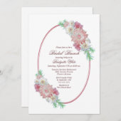 Ovaal Lijst Roze Bloemen Bruidsbrunch Kaart (Voorkant / Achterkant)
