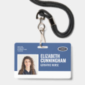 Ovaal Logo Verpleegster Foto Naam Barcode Horizont Badge (Voorzijde met lanyard)