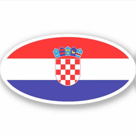Ovaal met vlag van Kroatië Sticker (Voorkant)