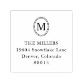 Ovaal Monogram Persoonlijk Retouradres Zelfinktende Stempel (Design)