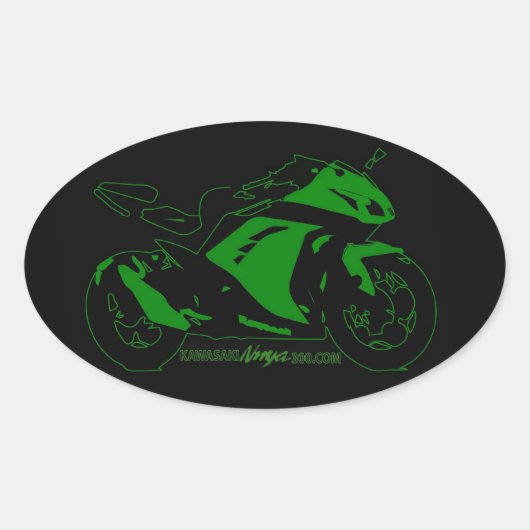 Ovaal motorforum sticker Groen en zwart (Voorkant)
