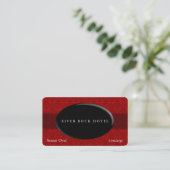 Ovaal Obsidiaan op Red Damask type 42 Visitekaartje (Staand voorkant)