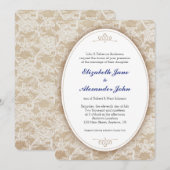 Ovaal op Burlap en Kant Bruiloft Kaart (Voorkant / Achterkant)