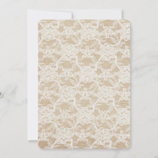 Ovaal op Burlap en Kant Bruiloft Kaart (Achterkant)