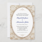  Ovaal op Burlap en Kant Bruiloft Kaart (Voorkant)