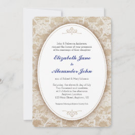  Ovaal op Burlap en Kant Bruiloft Kaart