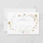 Ovaal overvloed Gedroogde Wilde Bloem Pampas Weddi RSVP Kaartje (Voorkant)