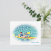 Ovaal Pointillisme kajak river scene, briefkaarten (Staand voorkant)