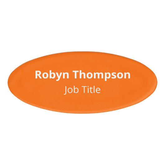 Ovaal Professionele Naam Tag Geen Logo Sinaasappel (Voorkant)