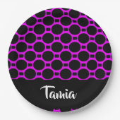 Ovaal, roze zwart papieren bordje (Voorkant)