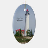 Ovaal siereskader van Crisp Point Lighthouse Keramisch Ornament (Rechts)