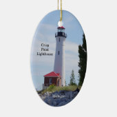 Ovaal siereskader van Crisp Point Lighthouse Keramisch Ornament (Rechts)