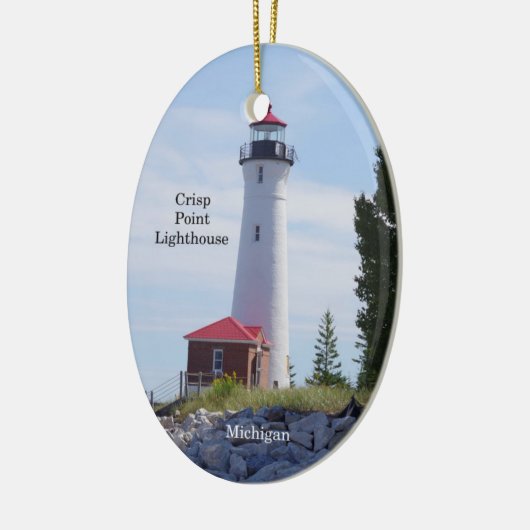 Ovaal siereskader van Crisp Point Lighthouse Keramisch Ornament (Links)