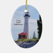 Ovaal siereskader van Crisp Point Lighthouse Keramisch Ornament (Voorkant)