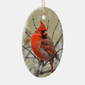Ovaal siermiddel met een mannelijk kardinaal. keramisch ornament (Rechts)