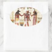 Ovaal sticker met een oude Egyptische kunststijl (Tas)