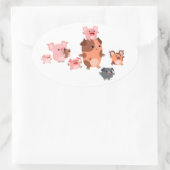 Ovaal Sticker van de varkensfamilie Cute Cartoon P (Tas)