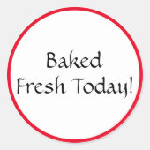 Ovaal sticker 'Vers gebakken vandaag' (Voorkant)