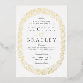 ovaal van scrollende bladeren folie uitnodiging (Voorkant)