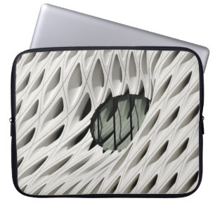 Ovaal zwart glas op wit oppervlak laptop sleeve