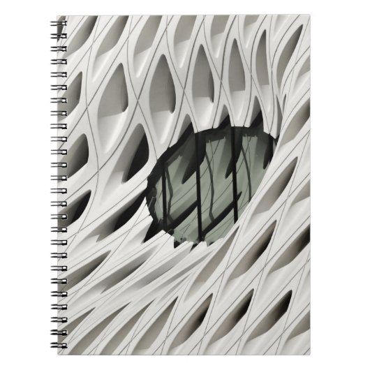 Ovaal zwart glas op wit oppervlak notitieboek (Voorkant)