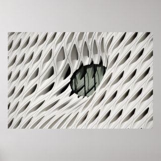 Ovaal zwart glas op wit oppervlak poster