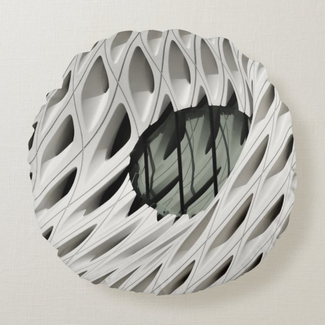 Ovaal zwart glas op wit oppervlak rond kussen (Voorkant)