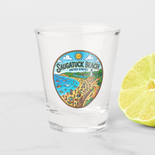 Ovaalstrand Michigan Shot Glas (Voorkant)