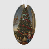 Oval Acrylic Nativity Santa Christmas Ornament (voorkant)